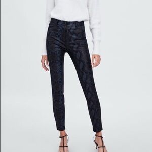 Zara Black Snake-Print Pants